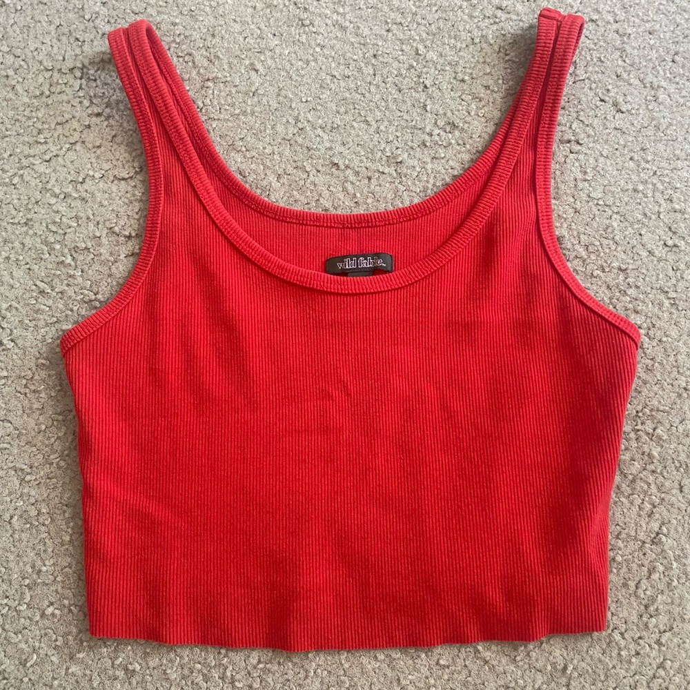 Wild Fable Vibrant Red Ribbed Tank Top